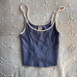 Forever 21 Women's Blue Tank Top with White Trim